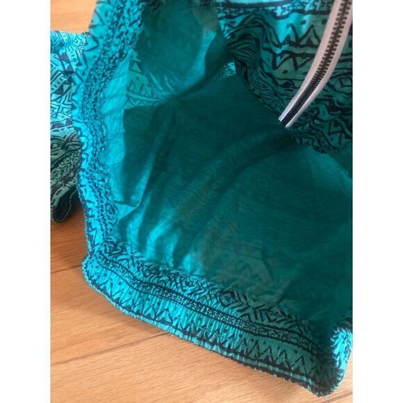 Zine women's teal athletic aztec full zip hooded windbreaker jacket size large - Picture 4 of 8